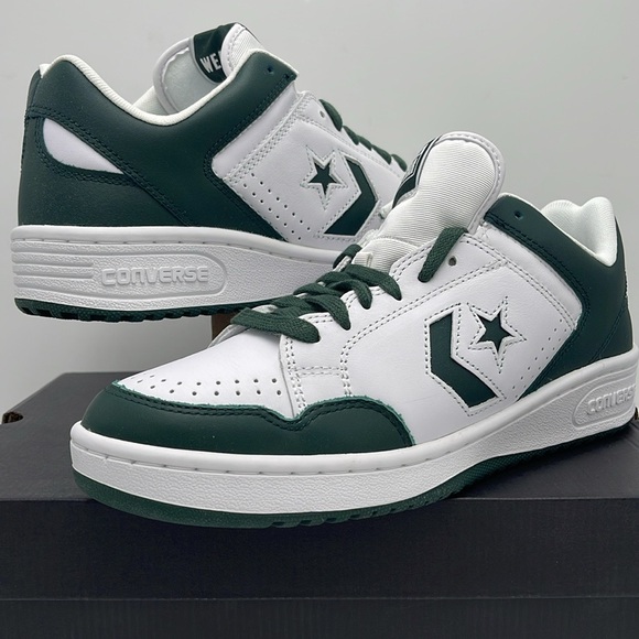Converse Men’s A12519C WEAPON OX
WHITE/DEEP EMERALD/WHITE Leather sneakers - Picture 10 of 16